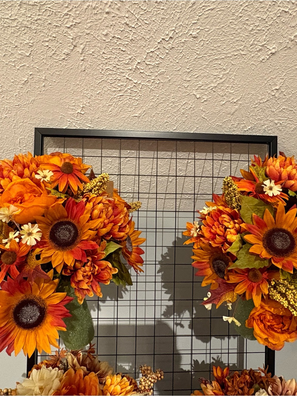 Autumn Sunflower- Orange Fall Floral Décor for headstone set of 2